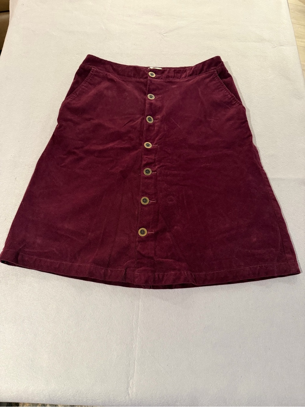 St. John's Bay Button-Front A-Line Skirt in Burgundy